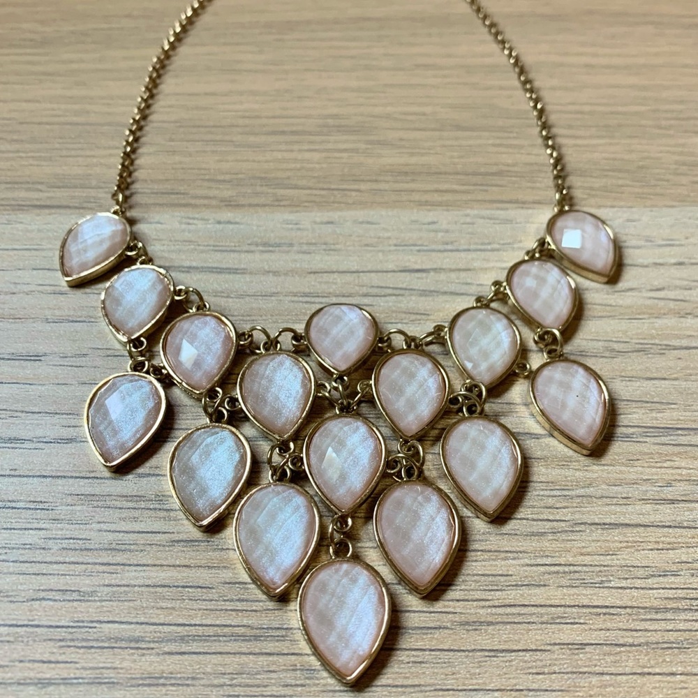 Blush and Gold Teardrop Statement Necklace